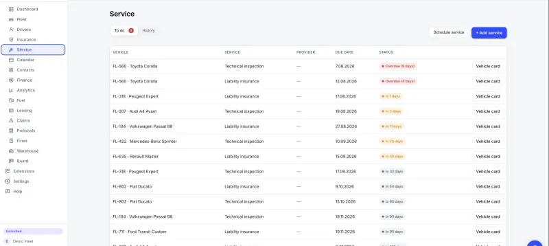 Melkur Fleet — reminders